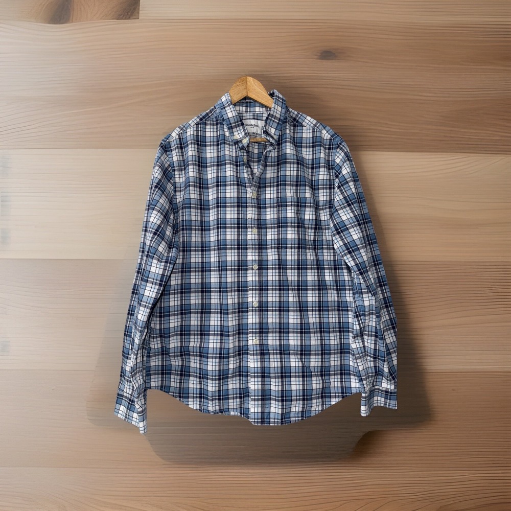 Goodfellow & Co Men Long Sleeve Button-Down Shirt Blue‎ Size Large Standard